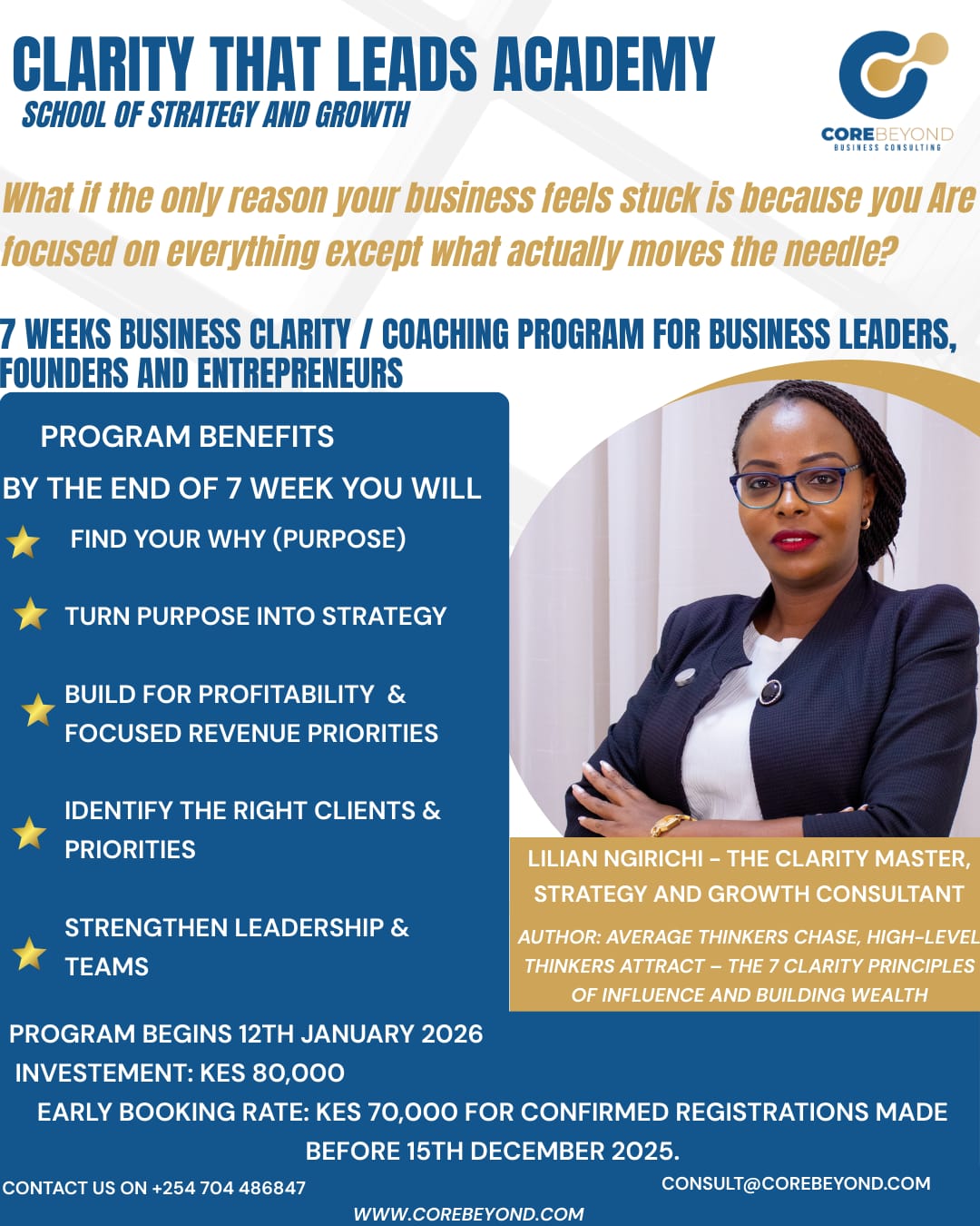 7 WEEKS BUSINESS CLARITY/COACHING PROGRAMS FOR BUSINESS LEADERS, FOUNDERS AND ENTREPRENUERS